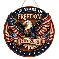 250th Anniversary American Door Sign 4th of July Patriotic Wreath Decoration