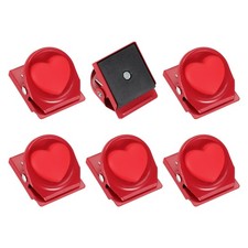 6Pcs Heart Fridge Magnets Clips, Red