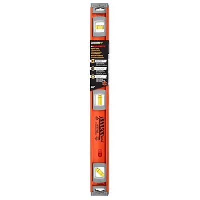 Johnson Level 1253-2400 24-Inch Heavy Duty I-Beam Aluminum Level – Orange, Non-Magnetic, Removable End Caps, Top-Read Vials