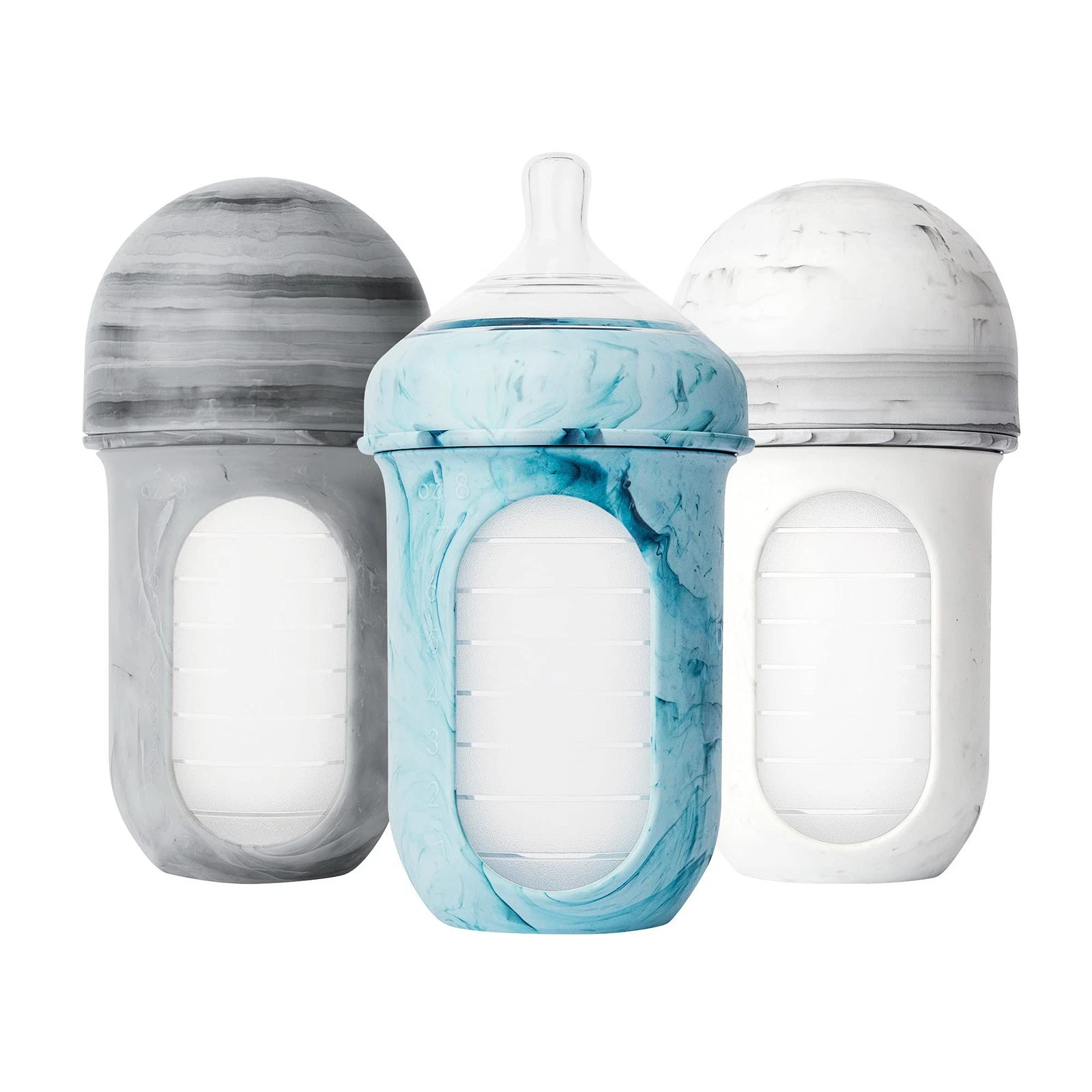 Boon Nursh Reusable Silicone Pouch Baby Bottles Medium Flow Nipple Tie Dye 3...
