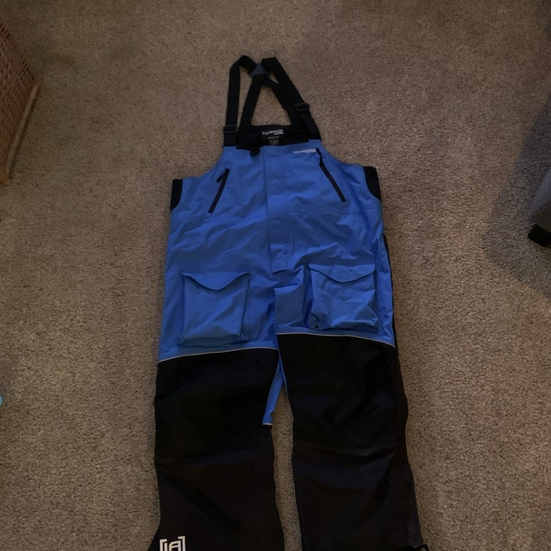 Ice Armor by Clam Ice Fishing Bibs Overalls Men’s 2X-LARGE Blue/Black. Nice
