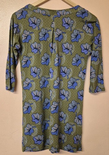 White Stuff Dress Green Short Floral Jersey Half Sleeve Pockets Size 8 - Picture 2 of 7