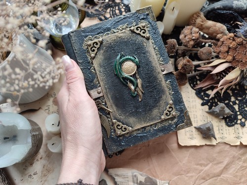 Gothic Dragon Journal- Handmade Fantasy Grimoire Spellbook – Witch Diary - Picture 3 of 13