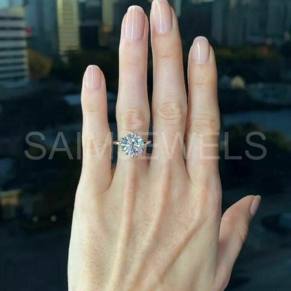 10.30 Ct Round White Diamond Solitaire Engagement Ring In 14k White Gold Plated - Image 4 of 4