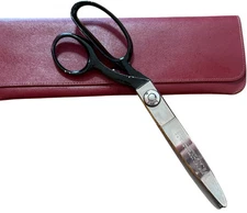 Vtg Wiss Pinking Shears Scissor Zig Zag 9” Long Newark NJ USA Leather Case Pink