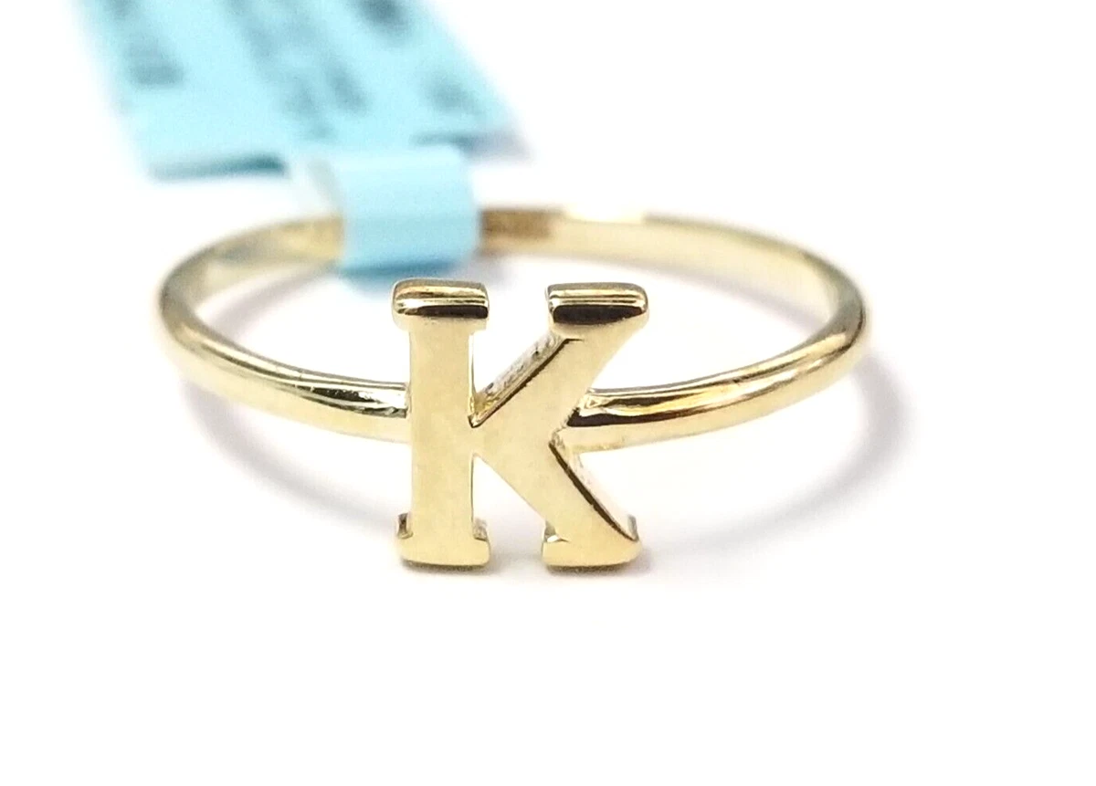 14k Yellow Gold Letter K Initial Heart Ladies Ring With White CZ Stones -  Etsy Sweden