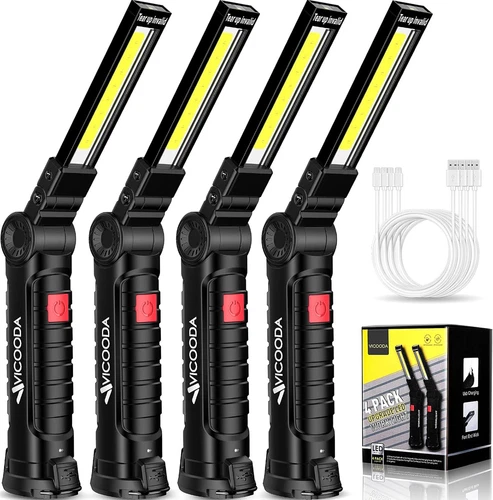 4 Pack Flashlights, LED Work Light, USB C Rechargeable Work Light with Magnetic 