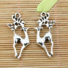36pcs 39 17mm tibetan silver color 2sided deer design charms EF2266