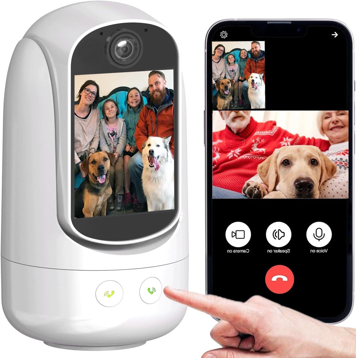 2-Way WiFi Security Camera with AI Pet Detection and Video/Audio Screen