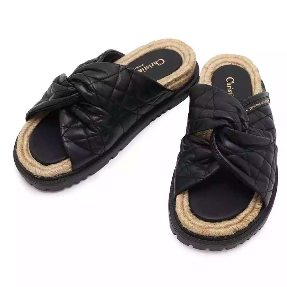 Sandales Dior Cannage taille 37 peau d'agneau/caoutchouc noir KDQ705CQL