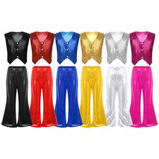 Kids Boys Girls Dancewear Stage Costume Fancy Dress Up Outfits Disco Streetwear