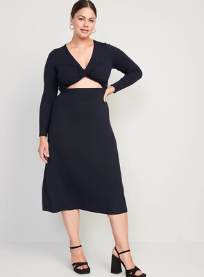 Old Navy Women's Fit & Flare Twist-Front Cutout Midi Dress Size Medium or Large | eBay Old Navy Women's Fit & Flare Twist-Front Cutout Midi Dress Size Medium or Large | eBay