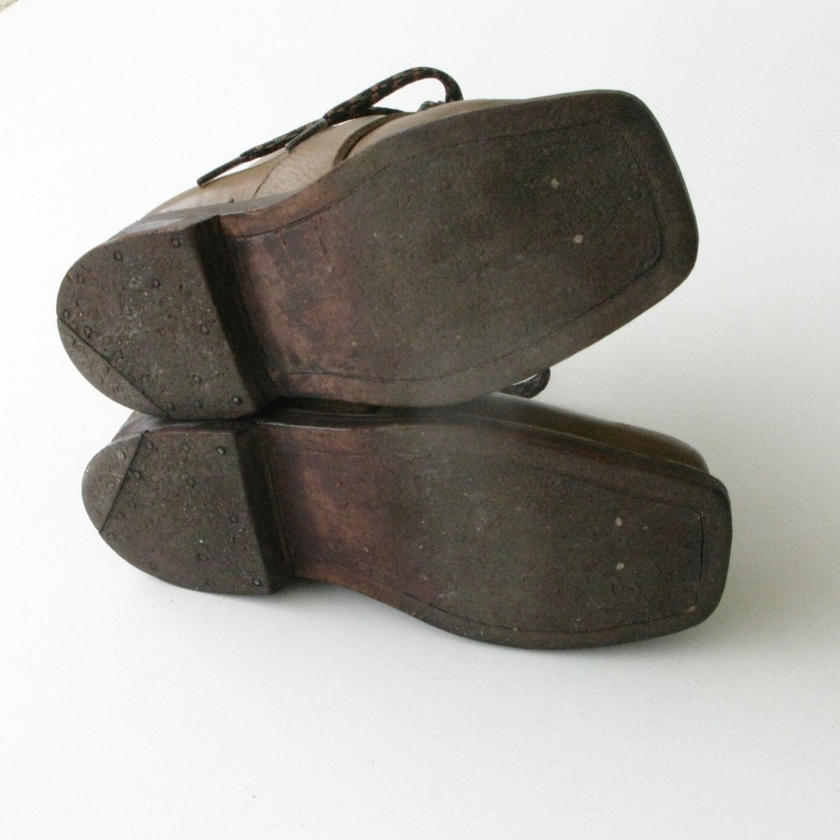 Anciennes Chaussures Ski Cuir 1930-40 - Taille 37 - Télémark - Fabriquées France