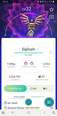  Shiny Sigilyph (Schillernd Symvolara) Pokemon GO  Registered or 1 Million