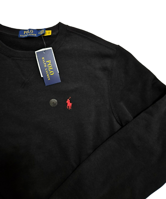 Polo Ralph Lauren Men's Black W/Red Logo Pullover Crew Neck Polo Ralph Lauren Men's Black W/Red Logo Pullover Crew Neck