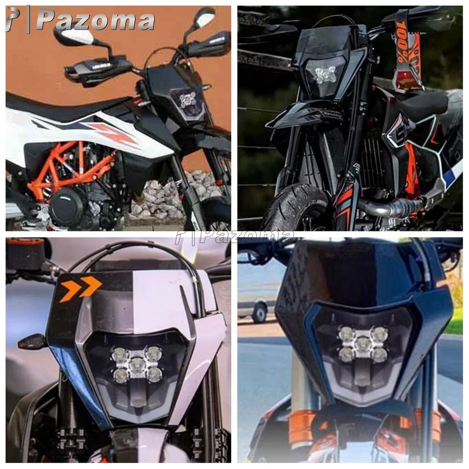 Conjunto de faros LED de enduro para EXC XCF XCW SX TE TC FE 300 350 KLX250F WR250F Foto 4 de 4