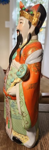 OLD VINTAGE CA 1940 FU LUXING STELLAR GOD OF HAPPINESS PORCELAIN STATUE - Picture 3 of 23