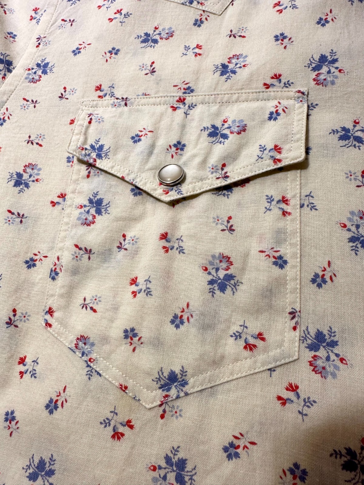 SAINT LAURENT CAMICIA WESTERN FLOREALE PSYCH ROCK BEIGE HEDI SLIMANE