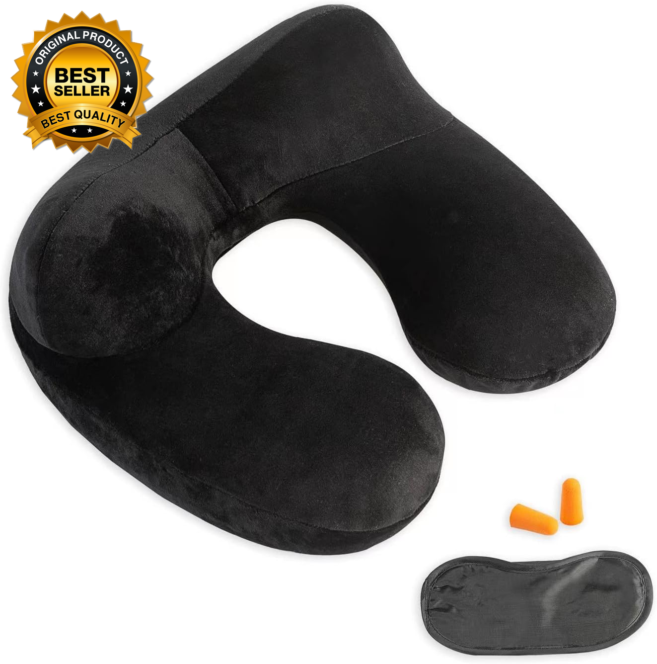 Inflatable Neck Pillow for Travel - Airplane, Car & Camping Support-image