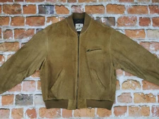 Chevignon Vintage Leather Jacket Famous Clothing Suede Beige Size L Tip Top