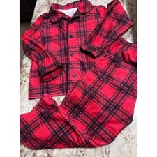 Red Plaid kids Boy Pajama Set PJS Just One You Size 5T  Used