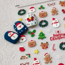 5D Cartoon Christmas Nail Stickers, Snowmen, Wreaths, Santa, and Trees  (401)