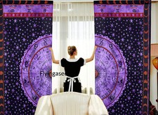 Purple Tie Die Mandala Boho Curtain Cotton Hippie Tapestry Decor Window Curtains
