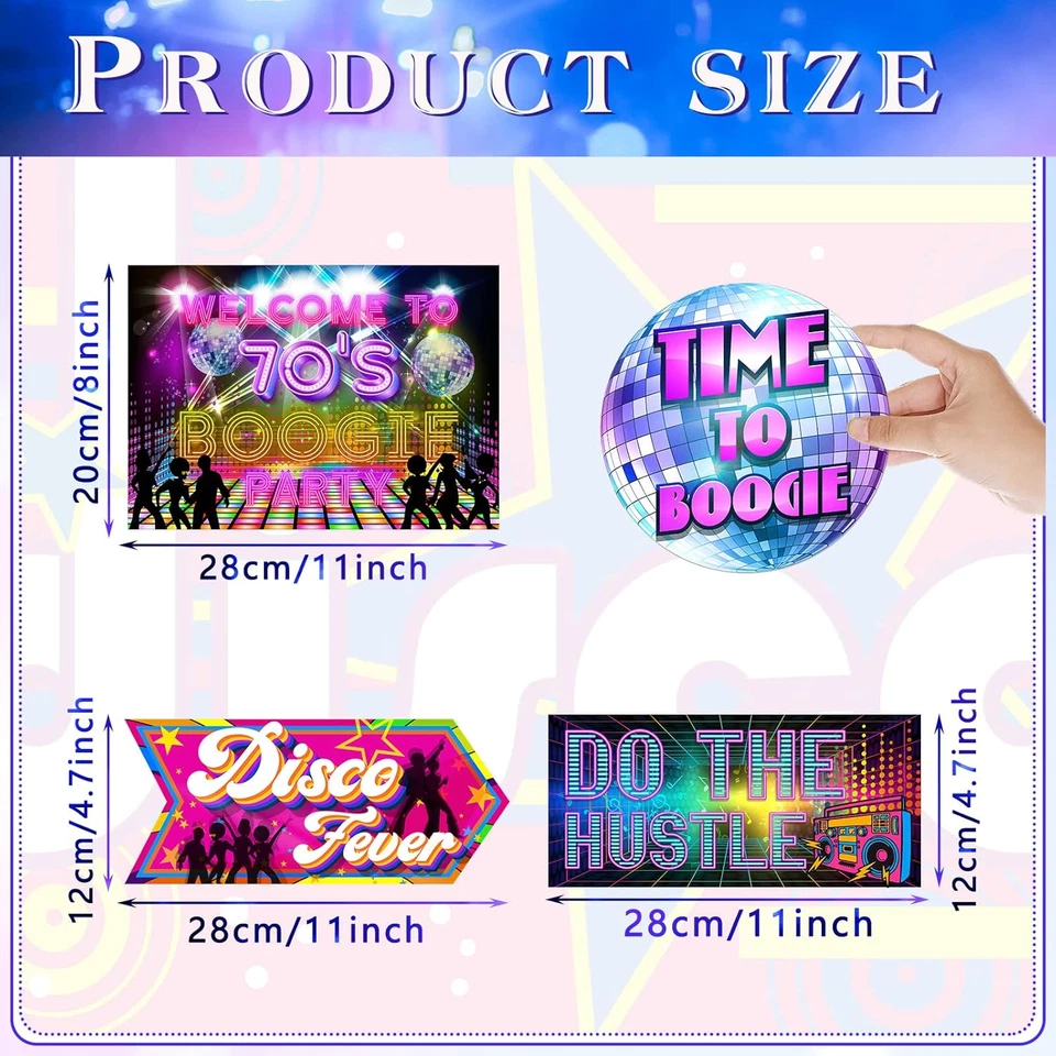 Chinco 20 изделий 70-х вечеринки знак диско вечеринки украшения смешной диско декор 1970-х - Изображение 2 из 4