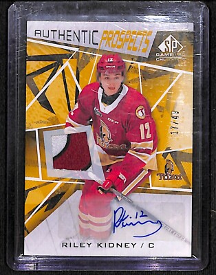 2021-22 UD CHL Game Used Authentic Prospects Gold Patch AUTO Riley Kidney /49