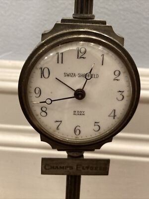 Swiza Sheffield Champs Elysees 8 Day Alarm Clock Swiss Figural