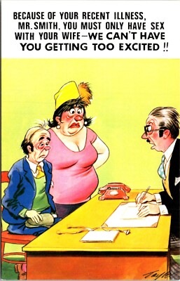 Bamforth #338 Ill Man Sex With Wife Not Excited Humor Postcard E54