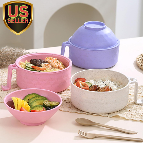 30Oz Microwave Ramen Bowl Set, Ramen Bowl with Chopsticks and Spoon, College ... - Picture 3 of 6