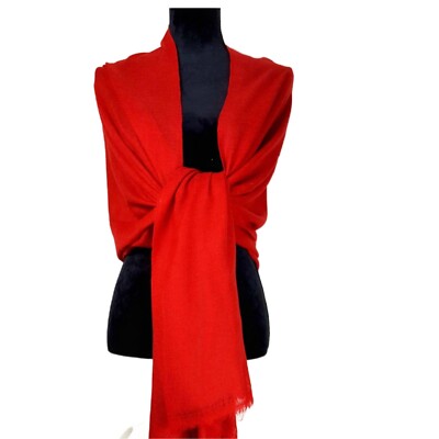 100% Wolle Kaschmir Pashmina Damen Frauen Rot Schal Tuch Neu Winter Stola