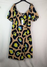 River Island Curves ladies size 24 beige mix casual wrap dress New RRP 50.00