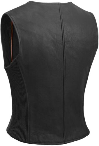 Chaleco corto de cuero para motocicleta True Element para mujer con panel elástico lateral - Imagen 23 de 24