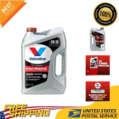 Enhanced 5W-30 Full Synthetic High Mileage Motor Oil 5QT for Optimal Engine Life