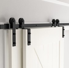 7.5 FT Heavy Duty Sliding Barn Door Hardware Single Track Bypass 2 Door Kit