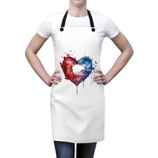 Apron AOP Heart Watercolor colorful red and blue