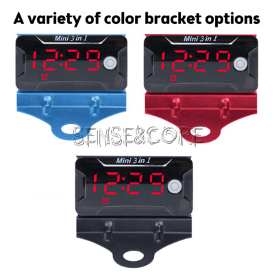 Thermometer Voltmeter Watch 3-in-1 Motorcycle Car Electronic Watch Digital Clock