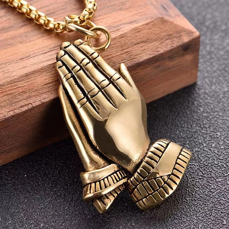 Mens praying hotsell hands necklace