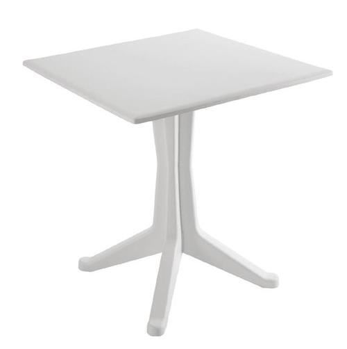 TAVOLO BAR IN RESINA TAVOLINO DA ESTERNO GIARDINO 70X70 H72 CM BIANCO PONENTE