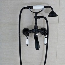 Black Oil Rubbed Brass Clawfoot Bath Tub Faucet Mixer Tap Handheld Shower Ktf574