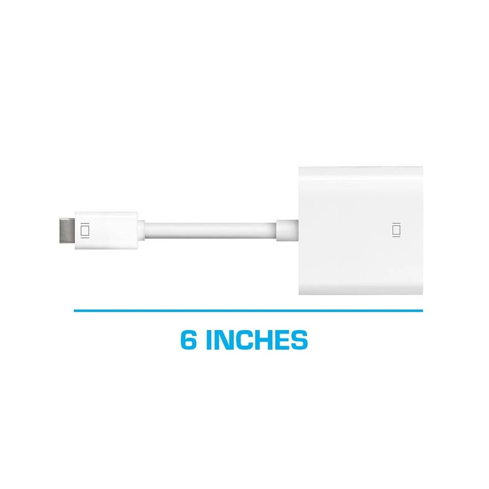 6 Inches - White Mini-DVI Male to DVI Female Video Cable Adapter FREE SHIPPING - Image 2 of 3