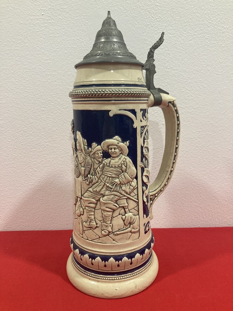 Vintage 1920-1930 THEWALT GERMANY German Lidded Beer Stein Large