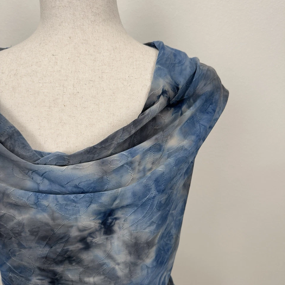 Top De Colección Años 90 AB Studio Mujer XL Azul Texturizado Capucha Cuello Moody Fairy Grunge Caprichoso Foto 4 de 4