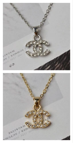 Collana Donna Bigiotteria Colore Argento Oro Diamantini Stile Cc Chanel 2025