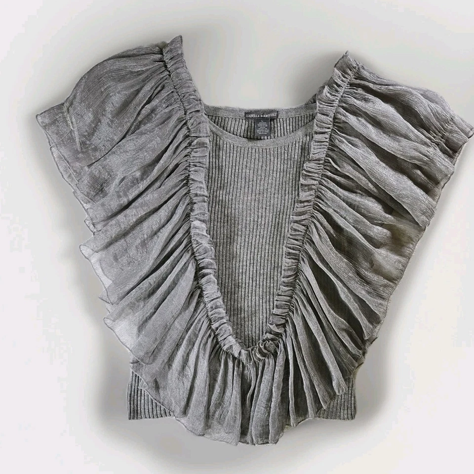 Blusa Pullover Estilo Y2K Femenina Fairycore Brillo Plateada Mangas Ángel Lg Foto 4 de 4