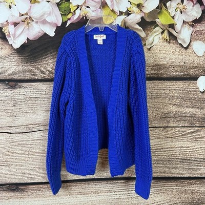 Cat & Jack Little Girls Vibrant Blue Sparkle Knit Soft Open Cardigan Sweater