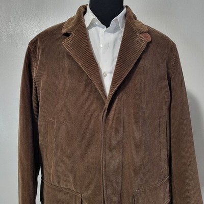 Blue Eagle By  Les Copains Men's Fleece Lined Corduroy Coat Jacket Sz 50 Brown 