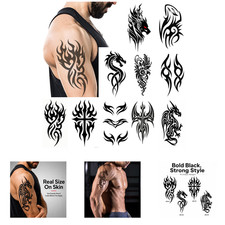 Temporary Tattoos Large Tribal Body Art Sheets 10 Black Waterproof Removable